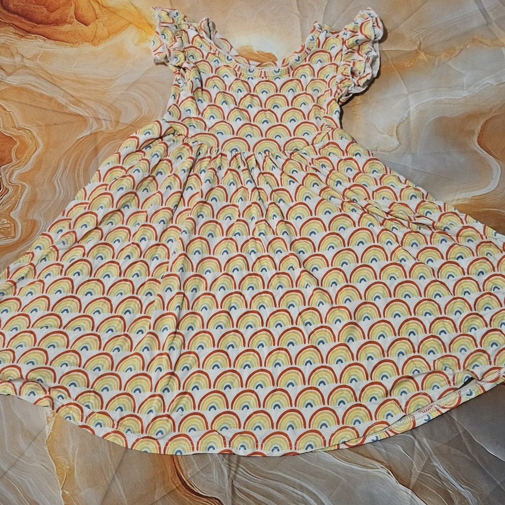 Little Sleepies Primary Rainbows Twirl Dress Size 5 Bamboo Girls